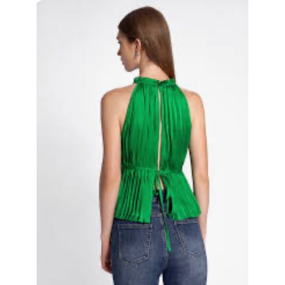 SaturdayClub Halterneck Pleated Top – Emerald Green – Size M - Picture 2 of 5
